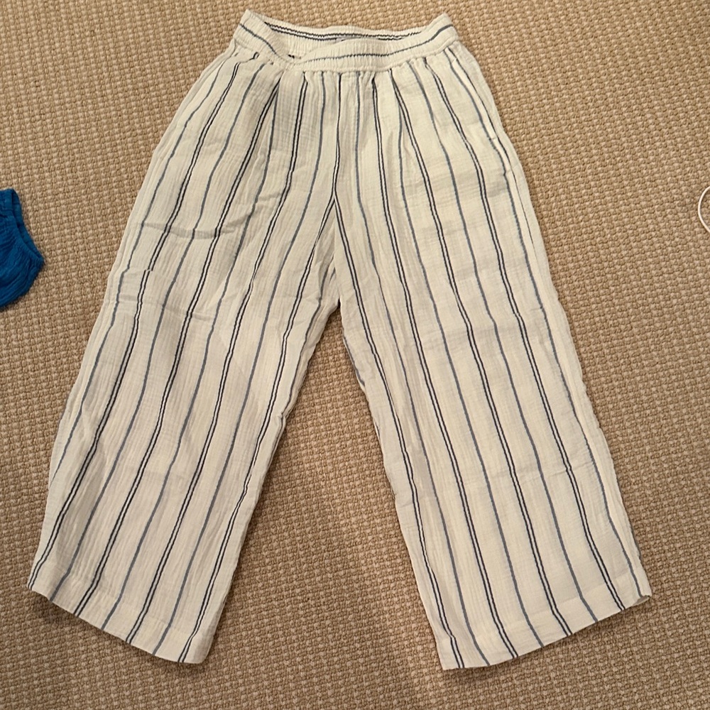 Madewell White and Blue Striped Pants